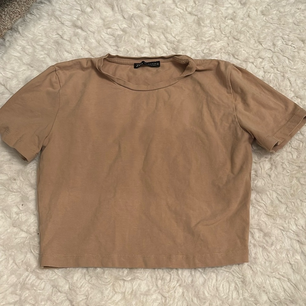 Zara cream cropped tee